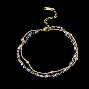 Turkish 18K Gold Evil Eye Anklet